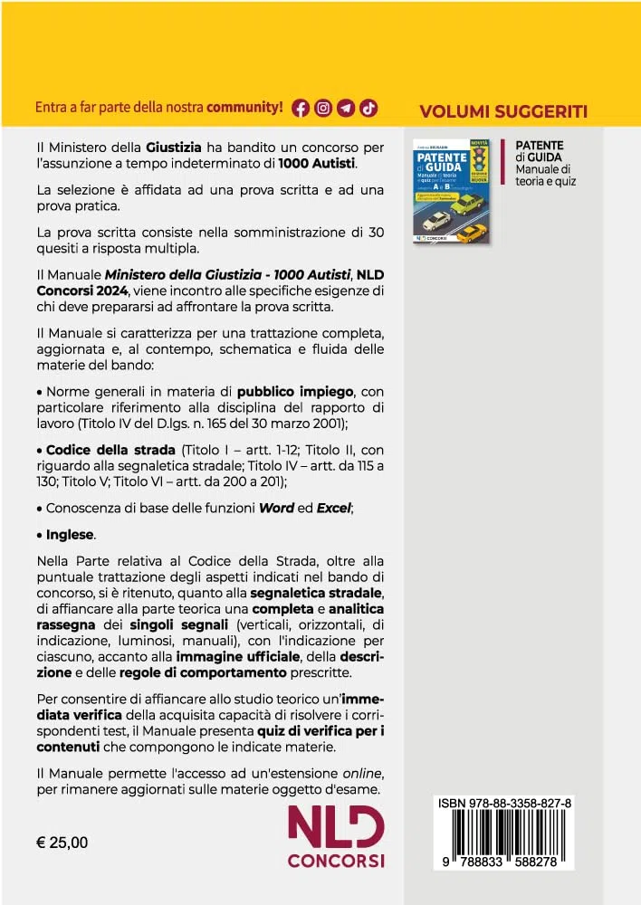 Concorso Ministero della Giustizia. 1000 autisti. Manuale + quiz per il concorso 2024. Con espansione online