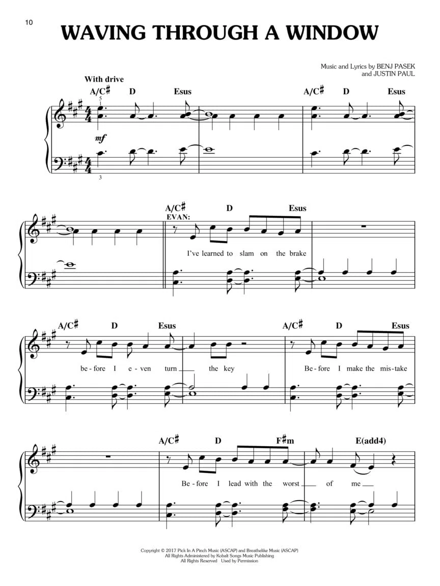 Dear Evan Hansen - Easy Piano Selections.