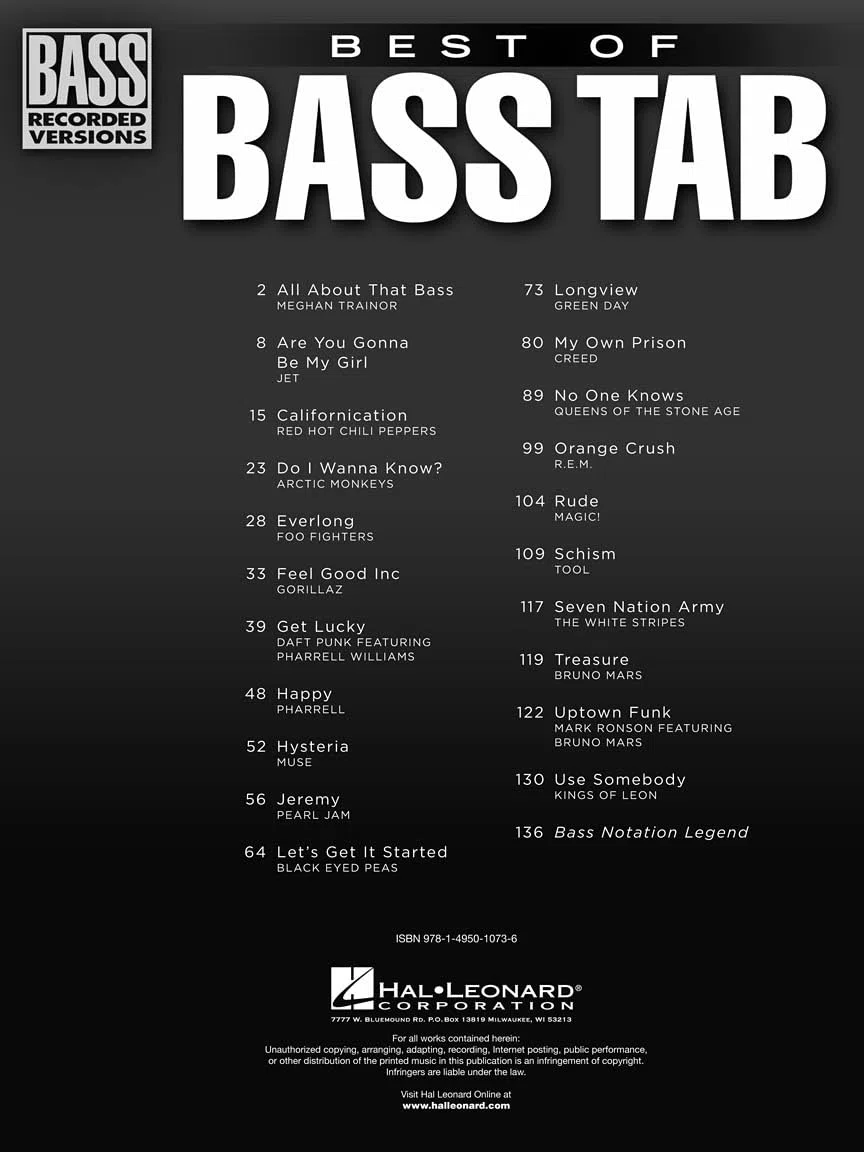 Best of Bass Tab.: Bass Recorded Versions
