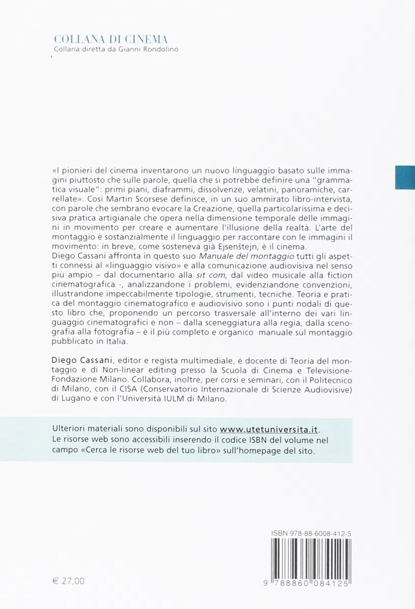 Manuale del montaggio. Tecnica dell'editing nella comunicazione cinematografica e audiovisiva