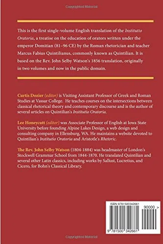 Institutes of Oratory: or, Education of an Orator