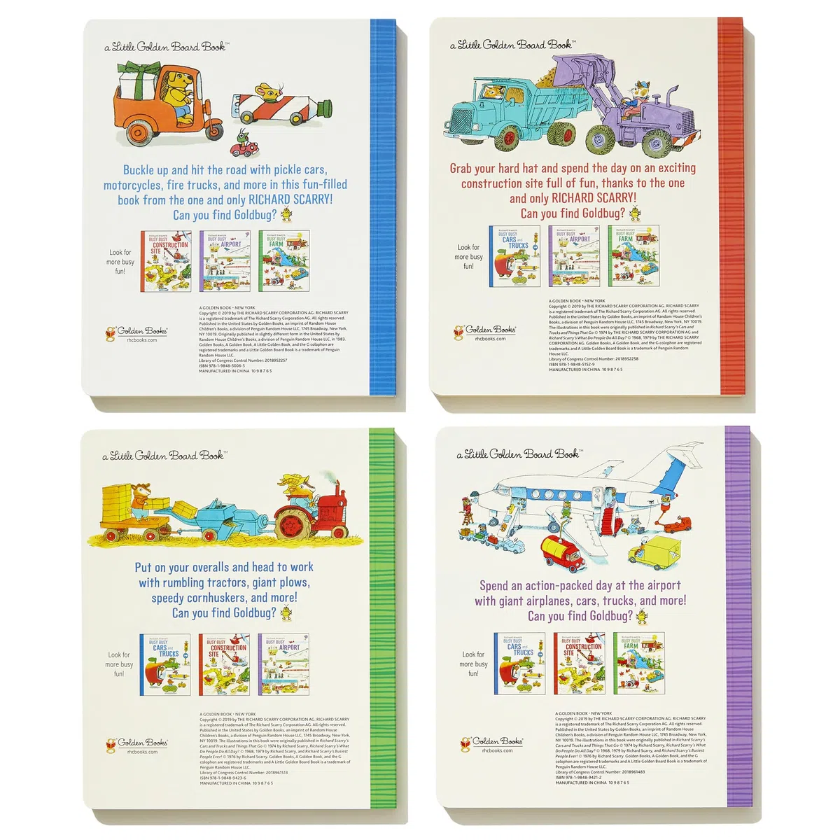 Richard Scarry's Busy Busy Boxed Set: Busy Busy Airport; Busy Busy Cars and Trucks; Busy Busy Construction Site; Busy Busy Farm
