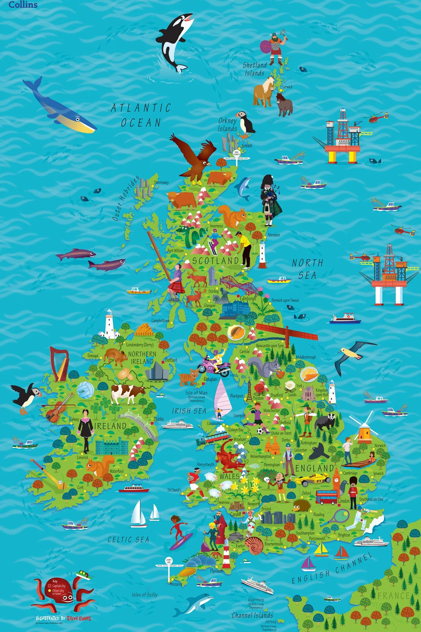 Children’s Wall Map of the United Kingdom and Ireland [Lingua Inglese]