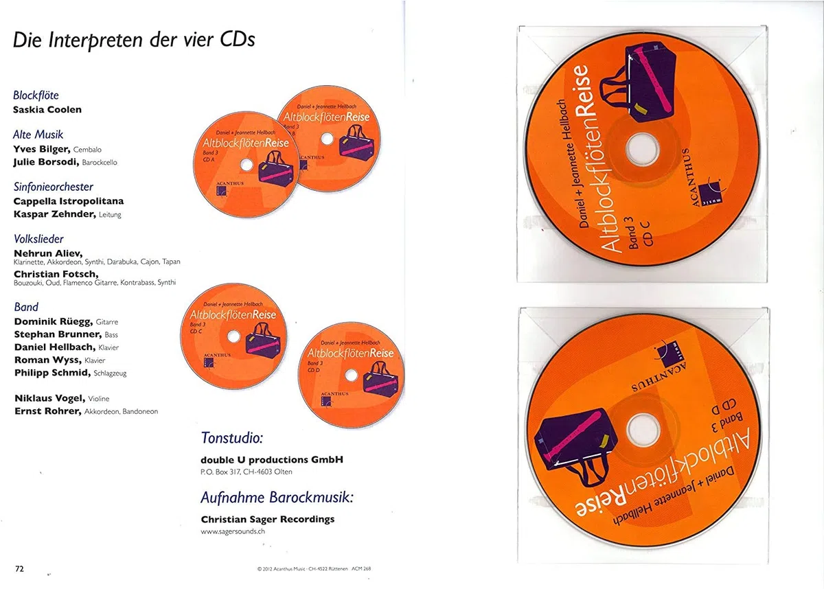 Flûte à bec Voyage Bande 3 – lehrgang pour flûte à bec alto avec 4 CD, coloré Cœur Note Pince et poignée Table – pour enfants à partir de 10 ans