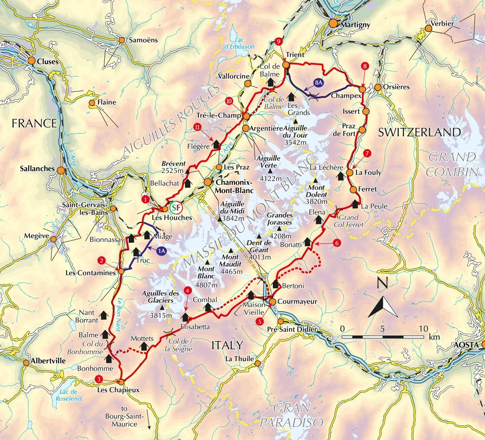 Trekking the Tour Du Mont Blanc: Classic 170km Hut-To-Hut Hike With Two-Way Route Description