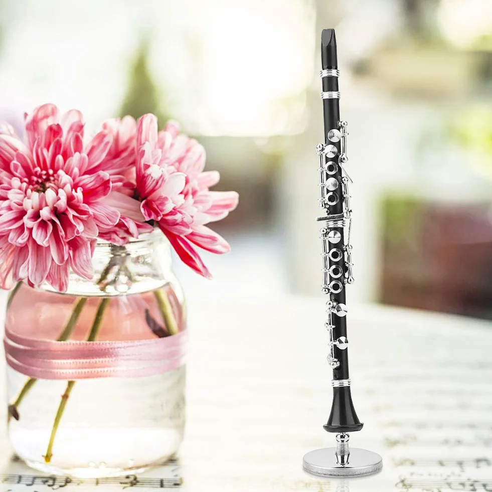Clarinetto in Miniatura con Supporto e, Mini Strumento Musicale da 16 Cm Mini Clarinetto Modello Clarinetto in Metallo Strumento Ornamento Decorazione Display Modello