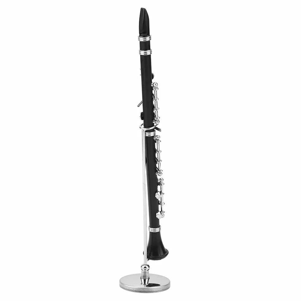 Clarinetto in Miniatura con Supporto e, Mini Strumento Musicale da 16 Cm Mini Clarinetto Modello Clarinetto in Metallo Strumento Ornamento Decorazione Display Modello