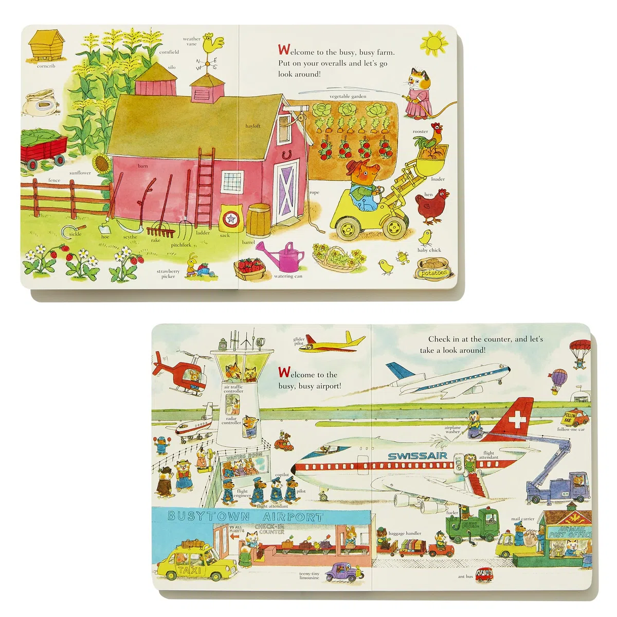 Richard Scarry's Busy Busy Boxed Set: Busy Busy Airport; Busy Busy Cars and Trucks; Busy Busy Construction Site; Busy Busy Farm