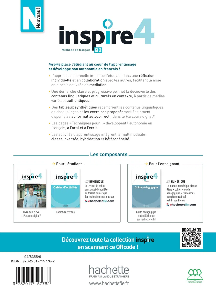 Inspire 4 livre de l'élève + audio/vidéo + Parcours digital: Livre de l'élève. Avec Transcriptions et Corrigés