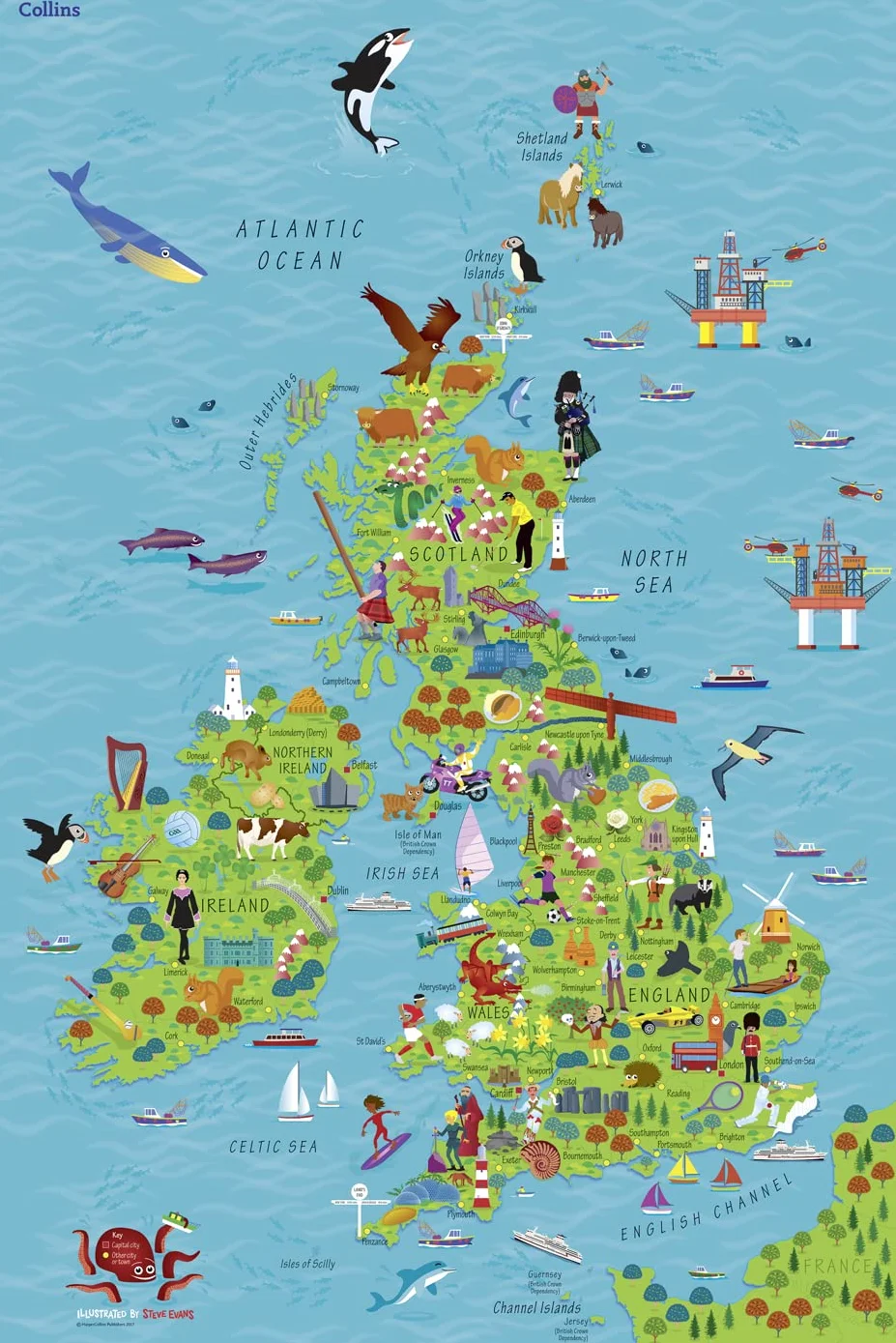 Children’s Wall Map of the United Kingdom and Ireland [Lingua Inglese]