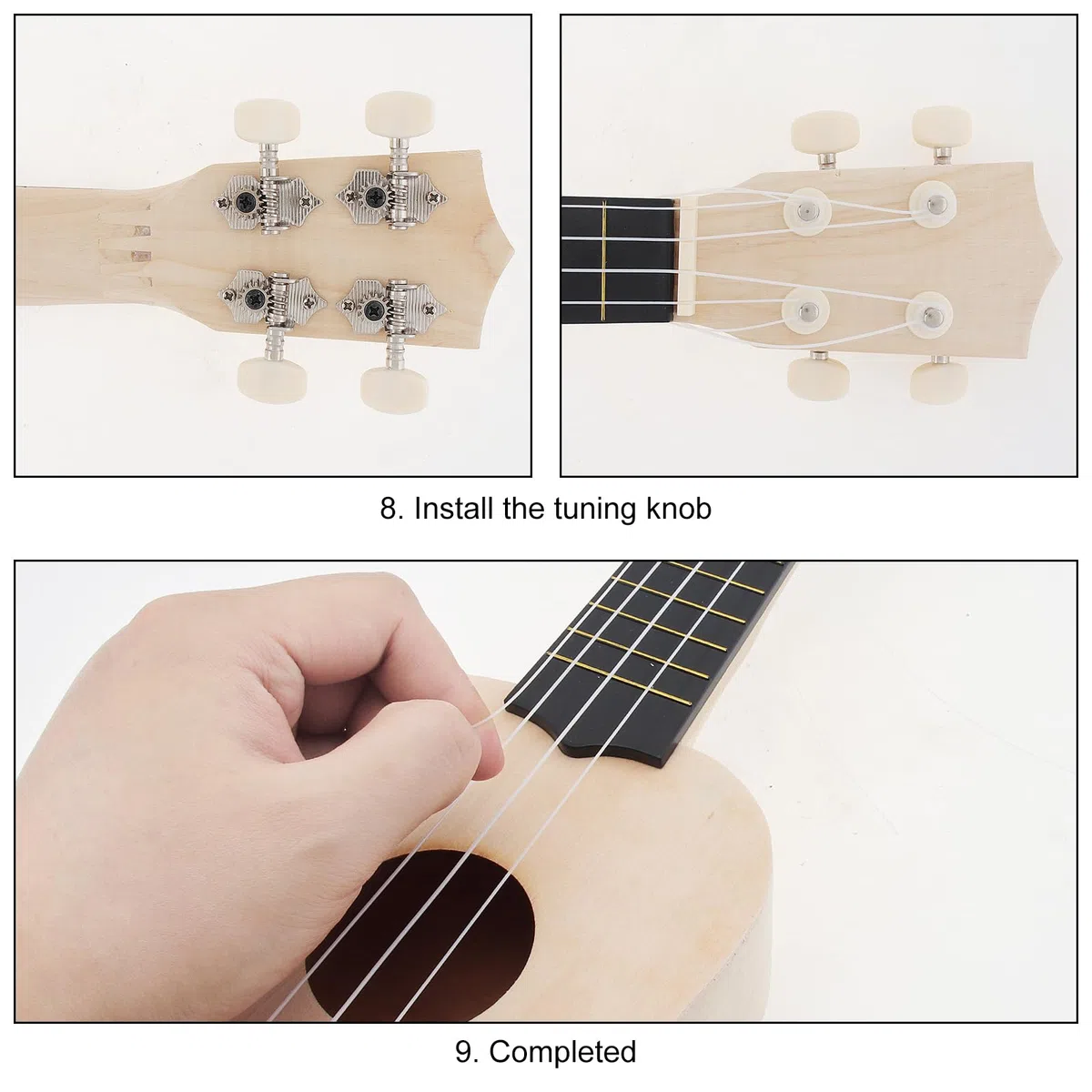 Ukulele soprano hawaiano in kit di montaggio fai da te da 53,3 cm con strumenti di montaggio per amici, famiglia, dilettanti