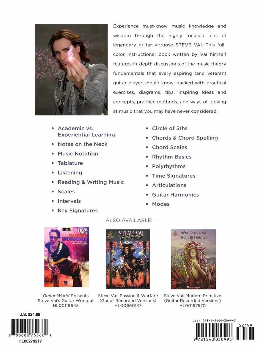 Vaideology: Basic Music Theory for Guitar Players by Steve Vai | Libro di teoria musicale per chitarra in lingua inglese con esercizi su lettura musicale tonalità scale accordi modi ritmo e armonia