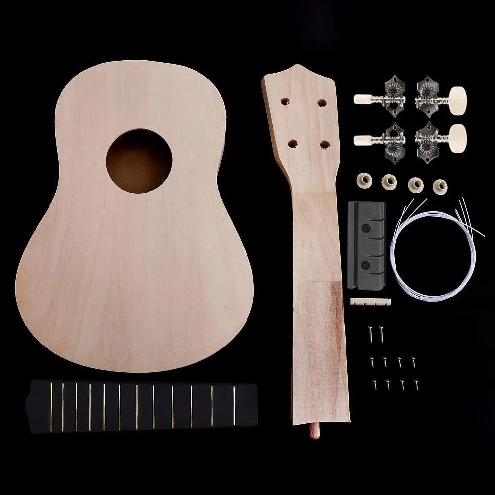 Ukulele soprano hawaiano in kit di montaggio fai da te da 53,3 cm con strumenti di montaggio per amici, famiglia, dilettanti