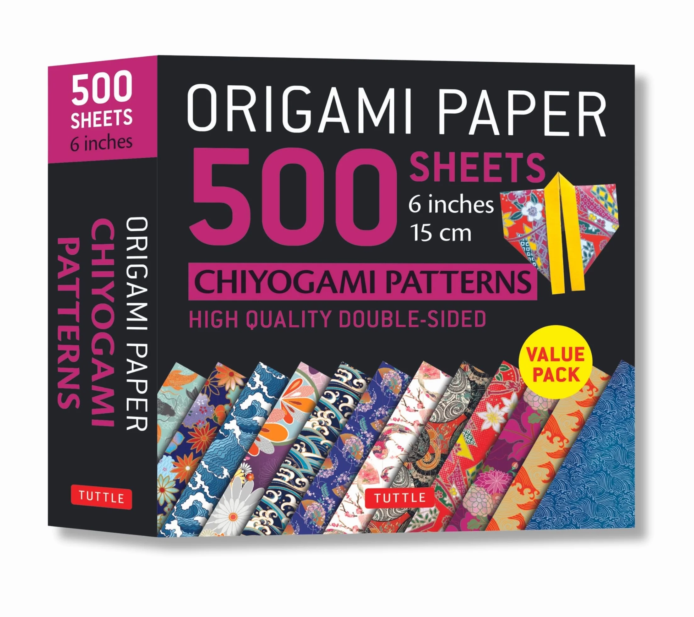 Origami Paper Chiyogami Patterns 500 Sheets 6 inches 15cm: High-Quality Origami Sheets Printed with 12 Different Designs: Instructions for 8 Projects Included