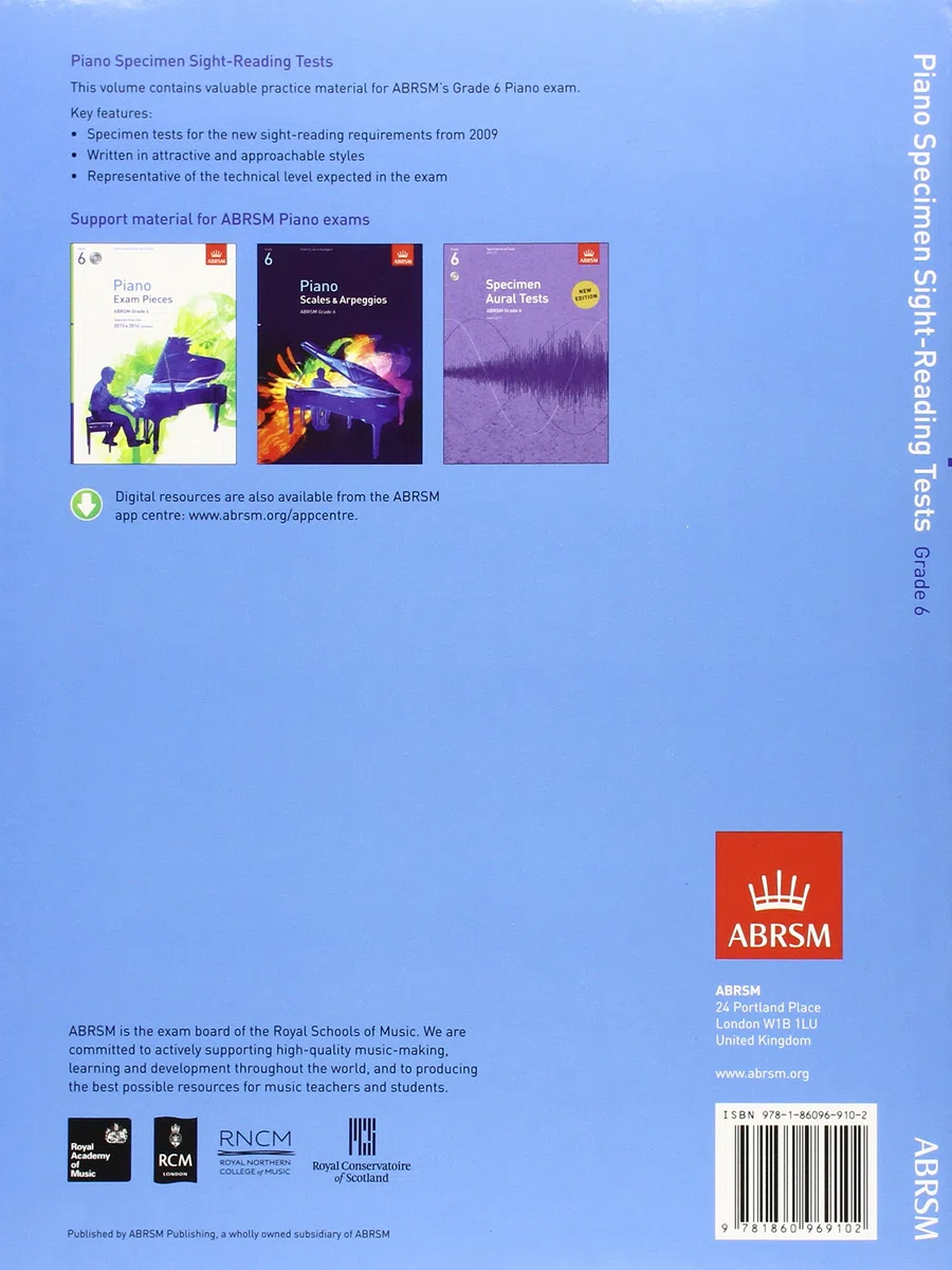 Piano Specimen Sight-Reading Tests, Grade 6