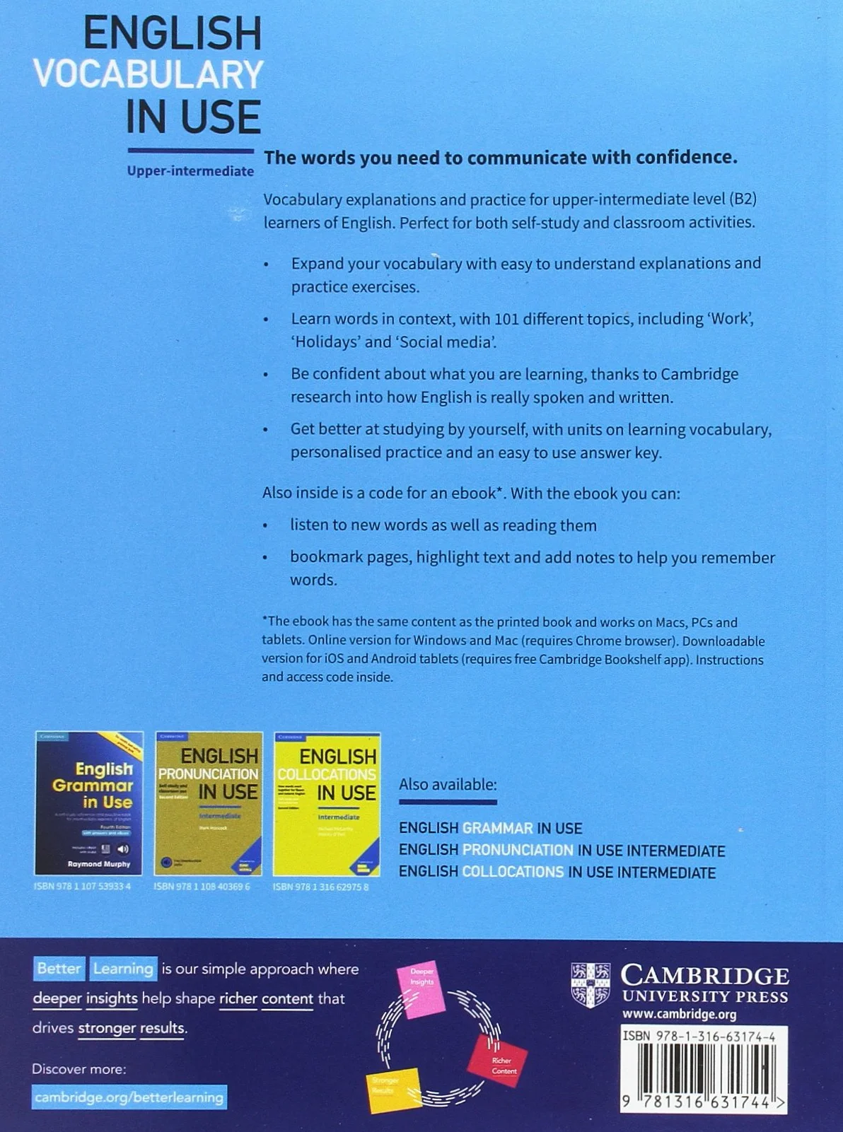 English Vocabulary in Use Upper-Intermediate Book with Answers and Enhanced eBook: Vocabulary Reference and Practice [Lingua inglese]