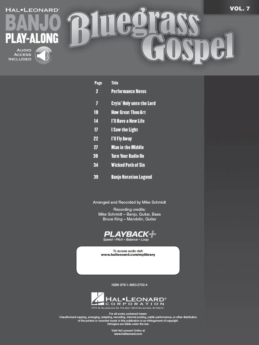 Bluegrass Gospel: Banjo Play-Along Volume 7