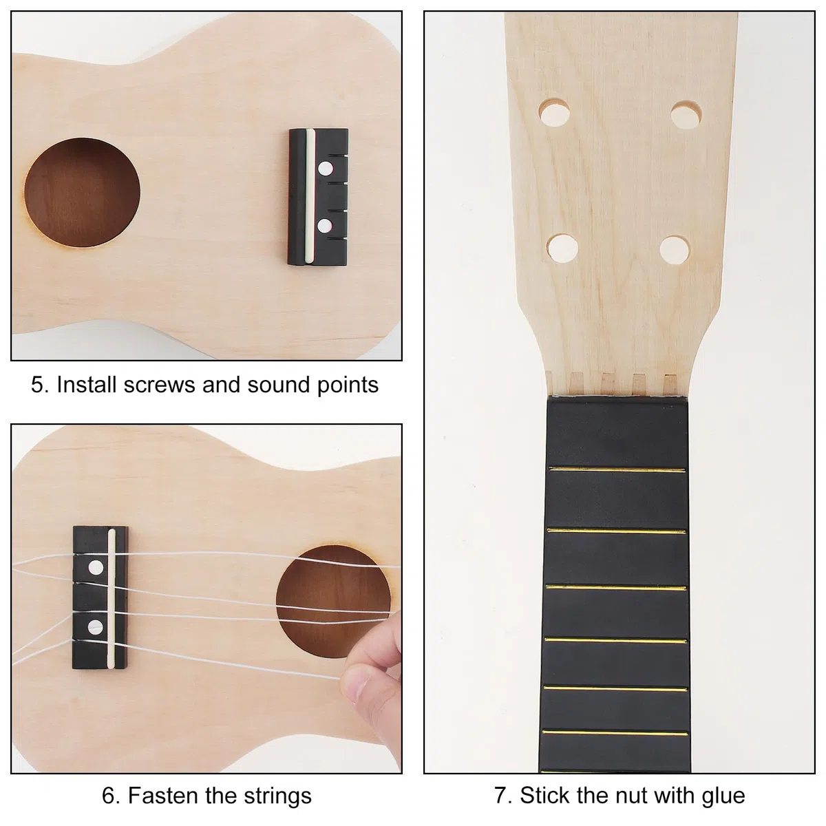 Ukulele soprano hawaiano in kit di montaggio fai da te da 53,3 cm con strumenti di montaggio per amici, famiglia, dilettanti