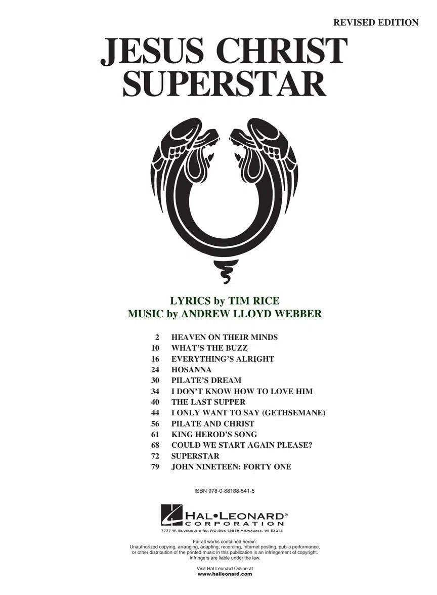 Jesus Christ Superstar Vocal Selections: A Rock Opera