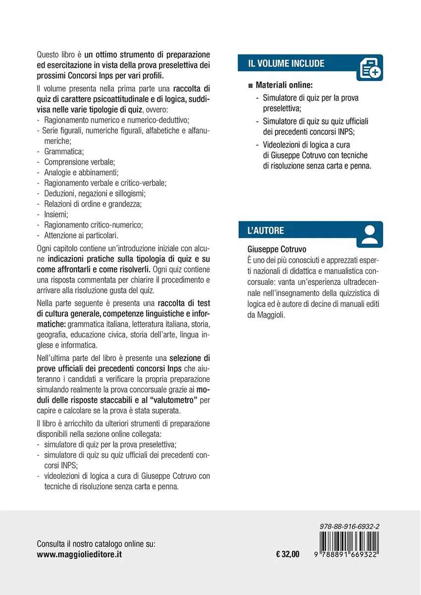 Concorso INPS 2024 - Vari profili - Prova preselettiva - Test e Prove Ufficiali