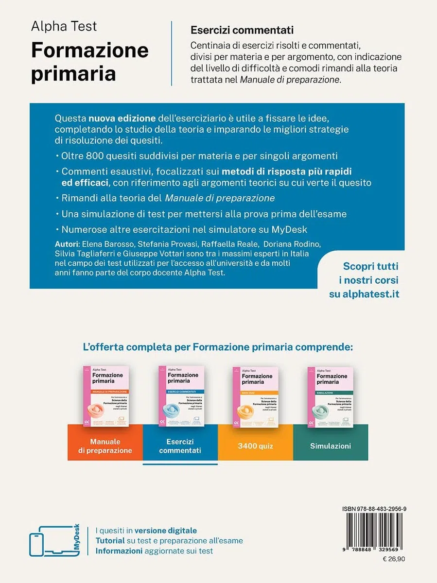Alpha Test. Formazione primaria 2026-2027. Esercizi commentati. Per il test di ammissione a Scienze della Formazione Primaria. Con simulatore online