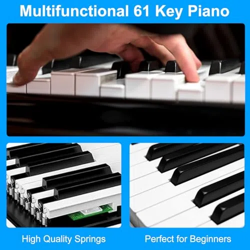 61 Tastiera Musicale Portatile Tasti Tastiera Pianoforte Dispositivo Karaoke Multifunzionale con Microfono Cavo USB Pianoforte Elettrico Strumento Musicale Volume Regolabile Effetto