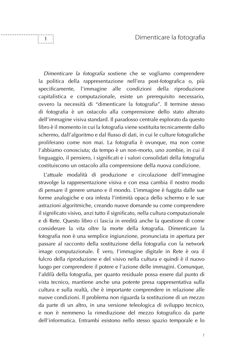 Dimenticare la fotografia