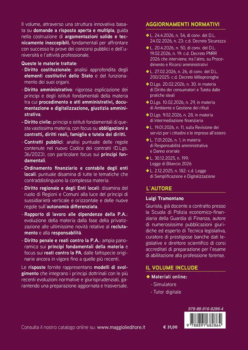 Quiz commentati a risposta aperta e multipla - per superare la prova scritta da funzionario collaboratore amministrativo