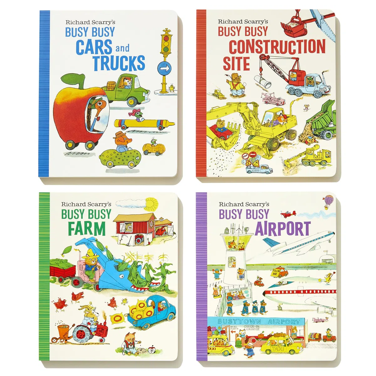 Richard Scarry's Busy Busy Boxed Set: Busy Busy Airport; Busy Busy Cars and Trucks; Busy Busy Construction Site; Busy Busy Farm