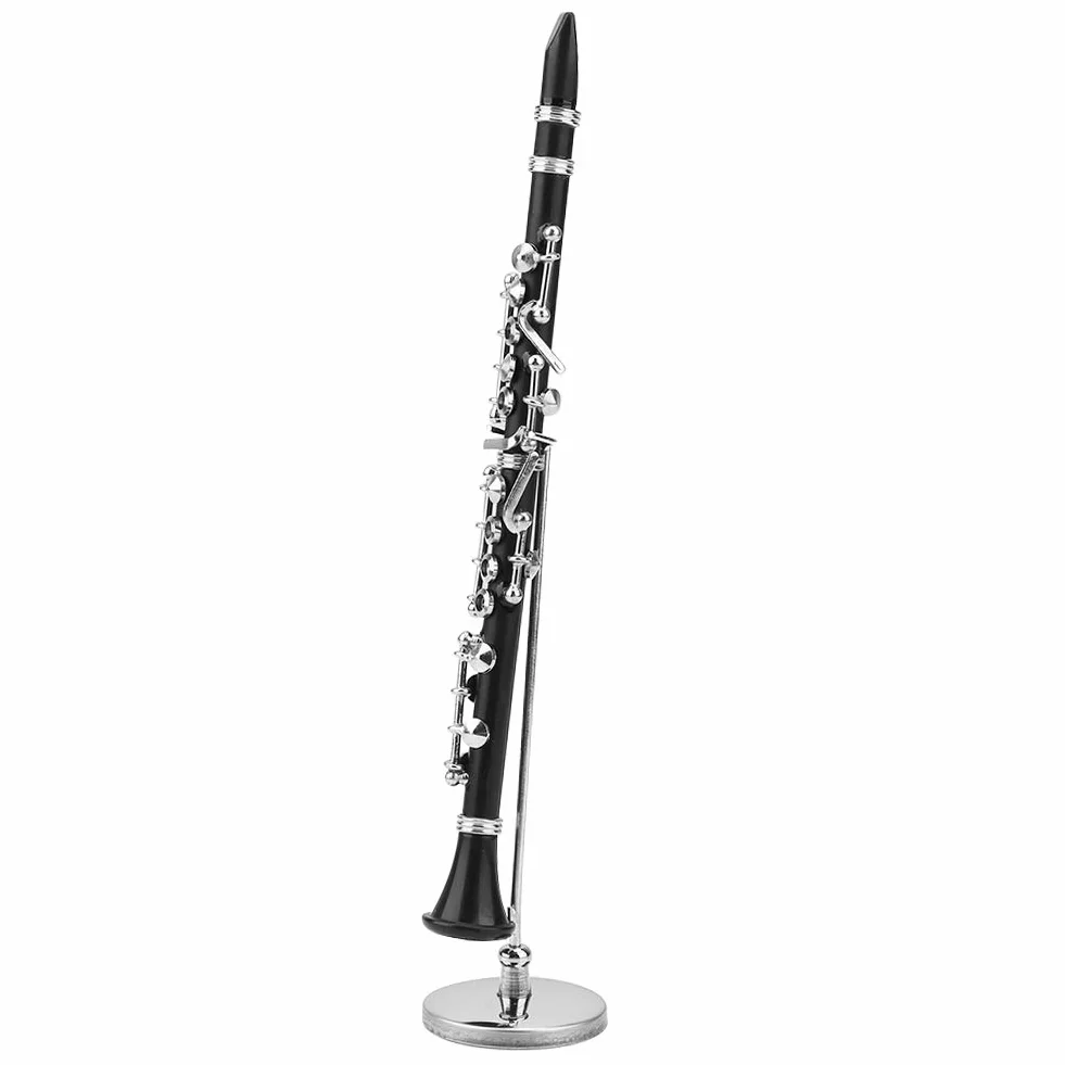 Clarinetto in Miniatura con Supporto e, Mini Strumento Musicale da 16 Cm Mini Clarinetto Modello Clarinetto in Metallo Strumento Ornamento Decorazione Display Modello