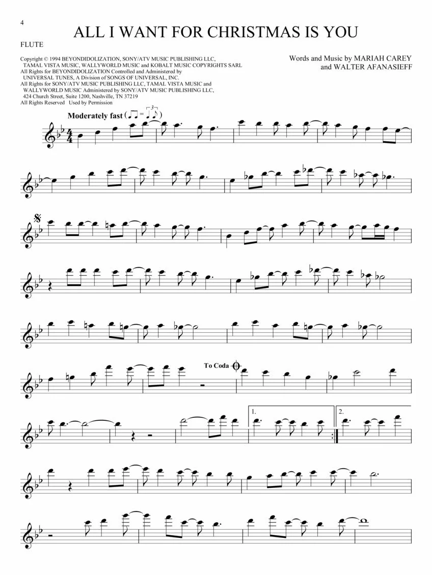101 Christmas Songs for Flute