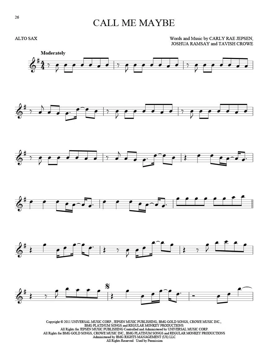101 Hit Songs: Alto Sax
