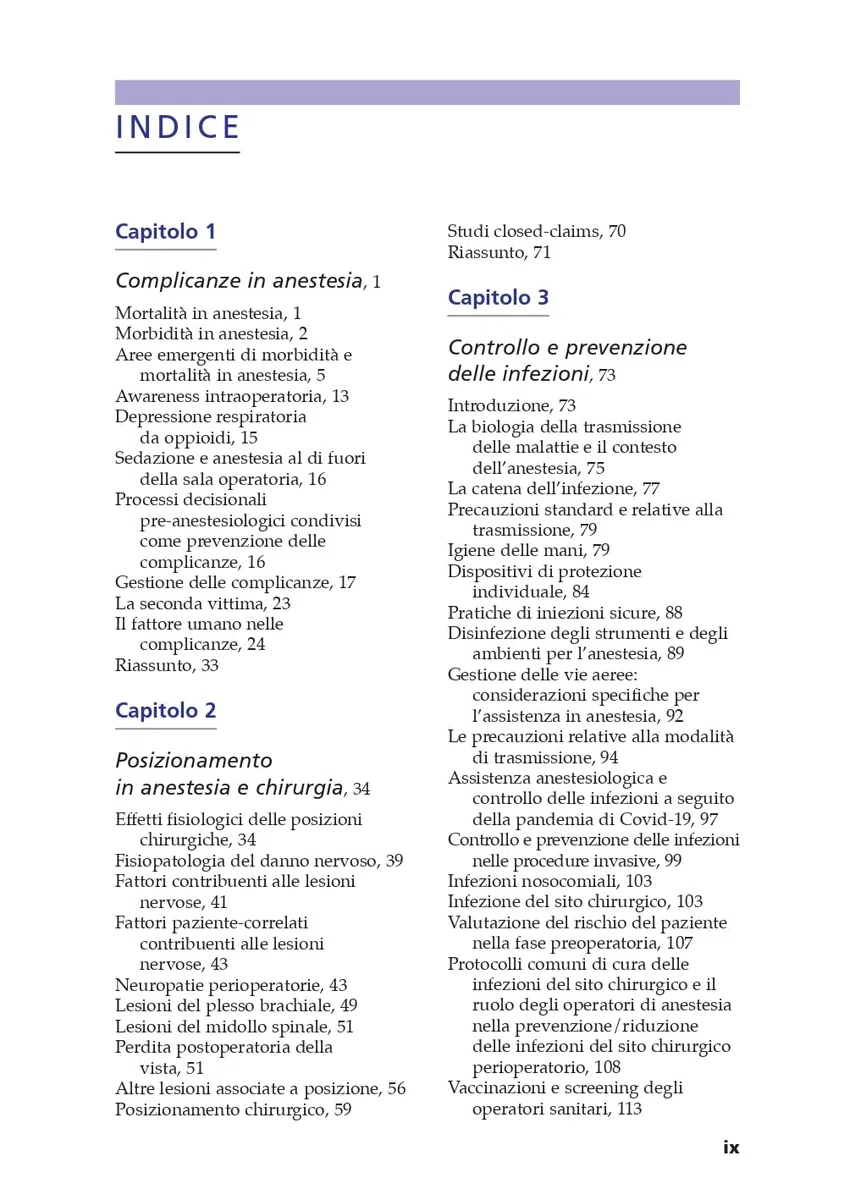 Sicurezza e complicanze in anestesia