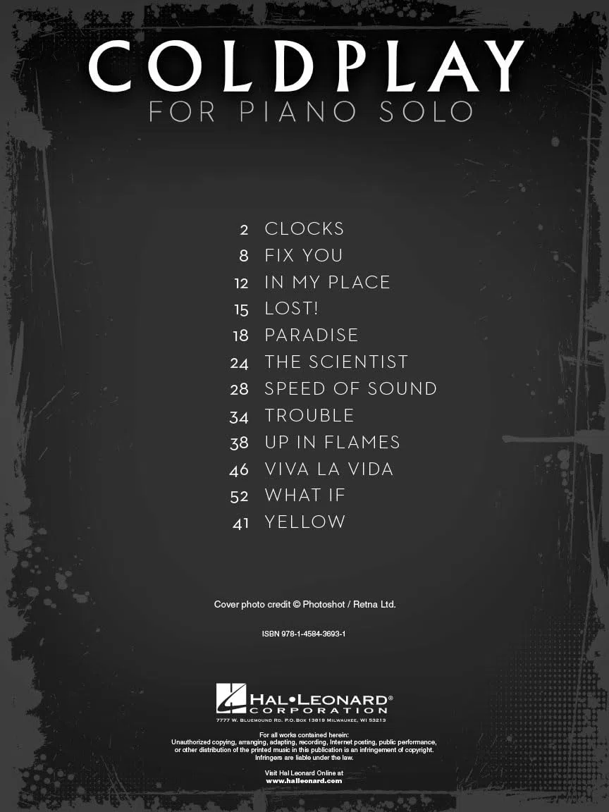 Coldplay For Piano Solo.