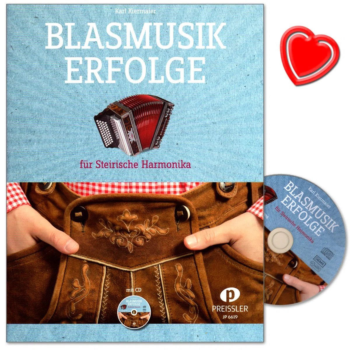 blasmusik Erfolge – 20 popolare titolo AUS Dem Gamma blasmusik arrangiati, di Karl kier Maier per steirische Armonica – con CD, manico Schrift Tabelle e colorata herzfoermiger Note KLAMMER