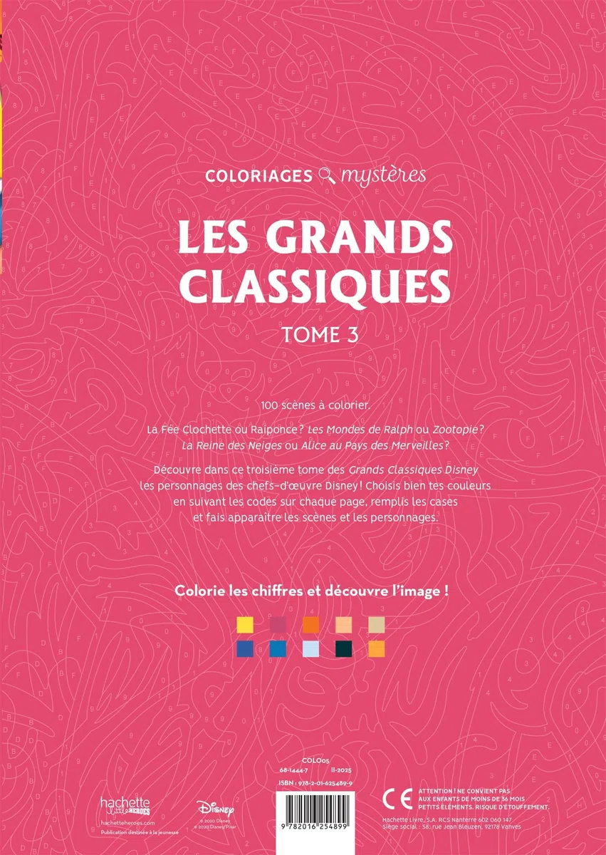 Coloriages mystères Disney - Les Grands classiques Tome 3