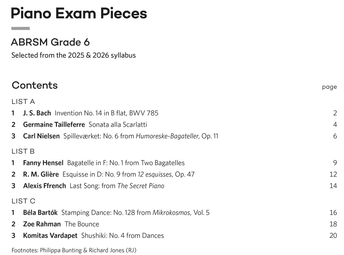 Piano Exam Pieces 2025 & 2026, ABRSM Grade 6 : Selected from the 2025 & 2026 syllabus