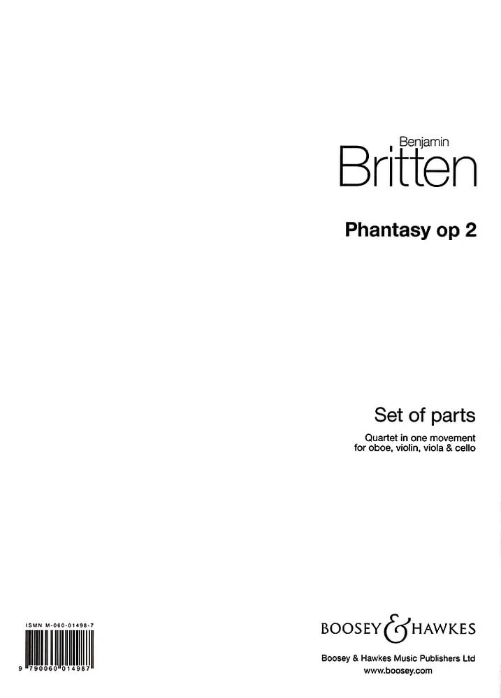 Phantasy: Quartet in one Movement. op. 2. Oboe, Violin, Viola and Violoncello. Jeu de parties.