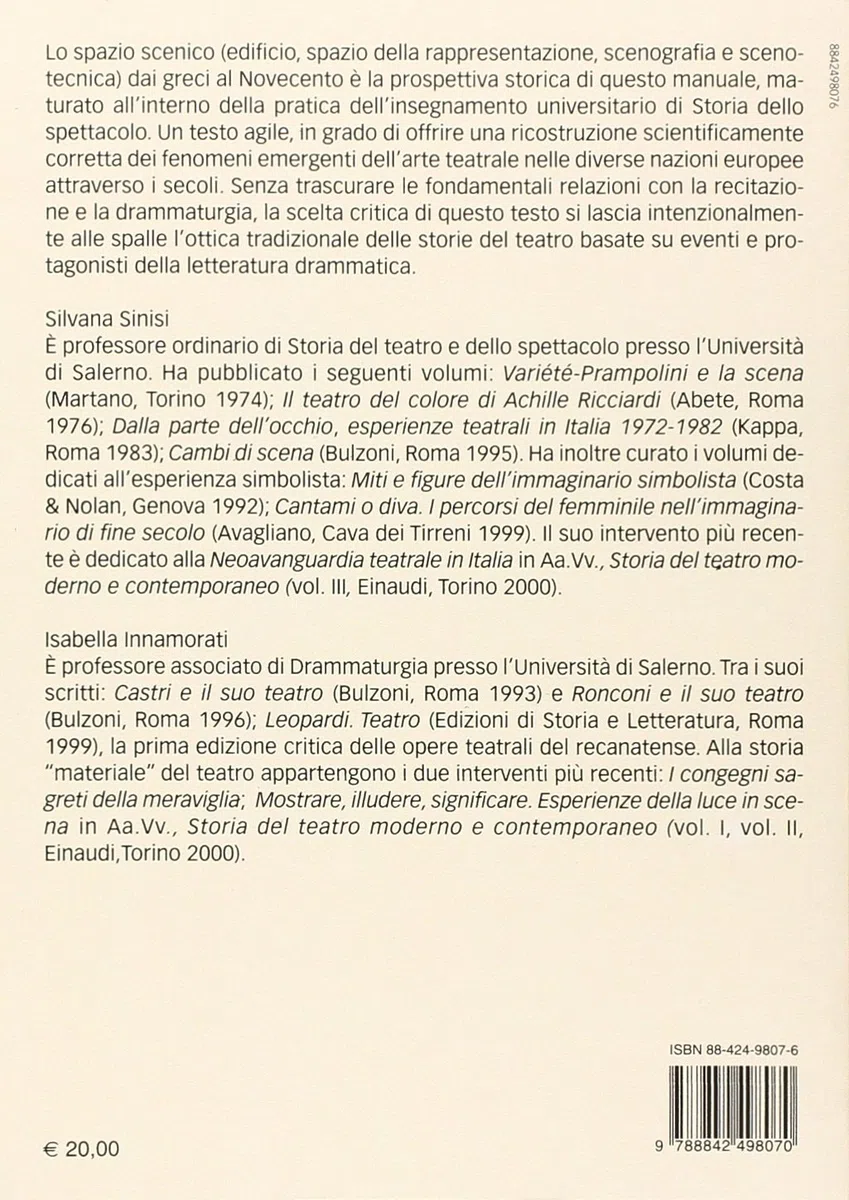 Storia del teatro. Lo spazio scenico dai greci alle avanguardie