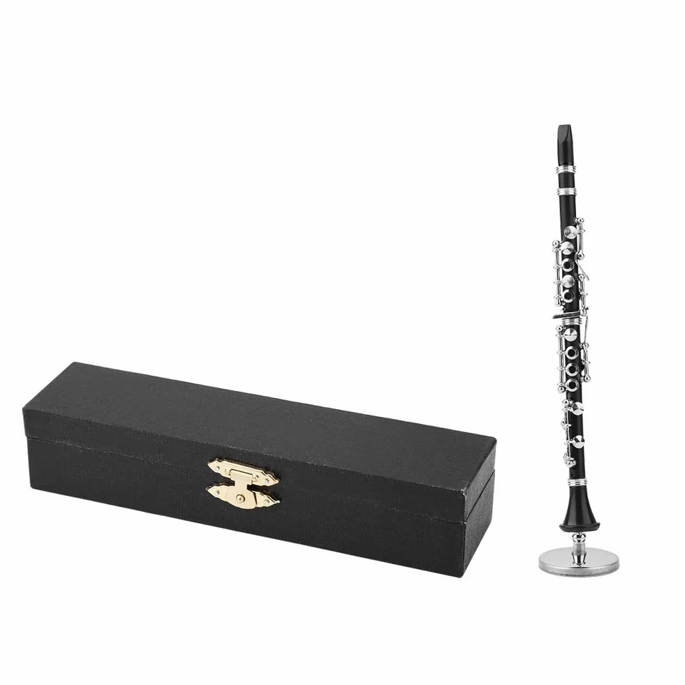 Clarinetto in Miniatura con Supporto e, Mini Strumento Musicale da 16 Cm Mini Clarinetto Modello Clarinetto in Metallo Strumento Ornamento Decorazione Display Modello