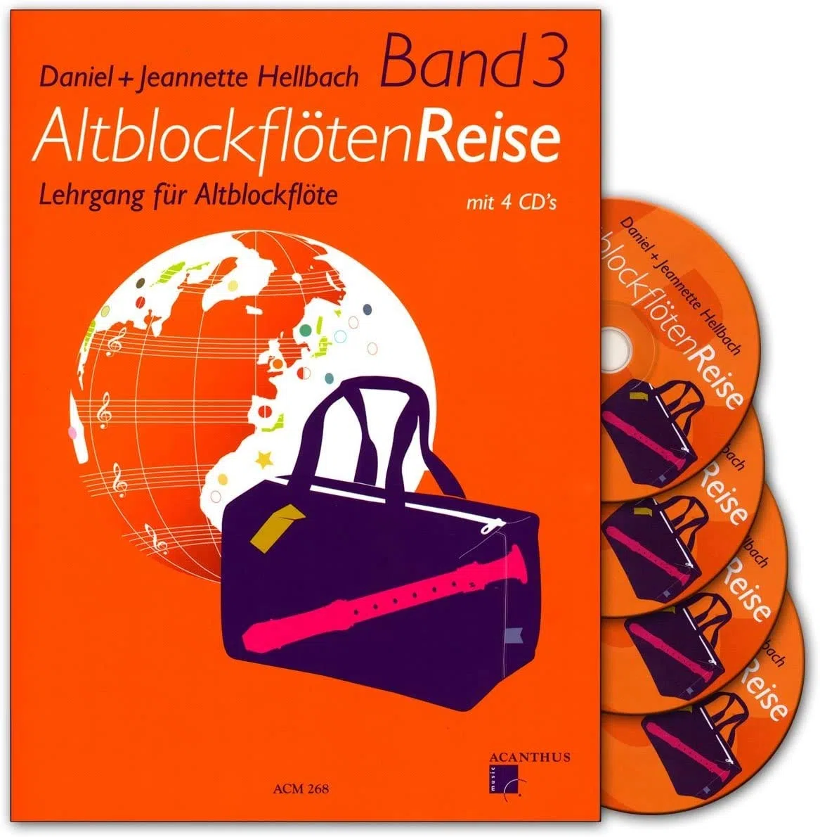 Flûte à bec Voyage Bande 3 – lehrgang pour flûte à bec alto avec 4 CD, coloré Cœur Note Pince et poignée Table – pour enfants à partir de 10 ans
