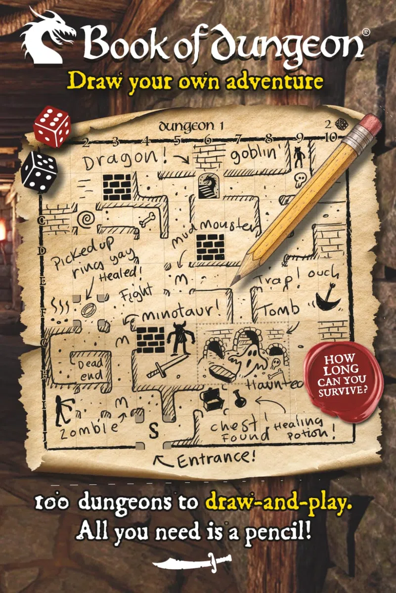 Book of Dungeon - A dungeon-scrawler draw-and-play adventure book