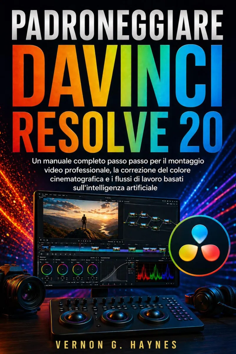 PADRONEGGIARE DAVINCI RESOLVE 20: Un manuale completo passo passo per il montaggio video professionale, la correzione del colore cinematografica e i ... lavoro basati sull'intelligenza artificiale