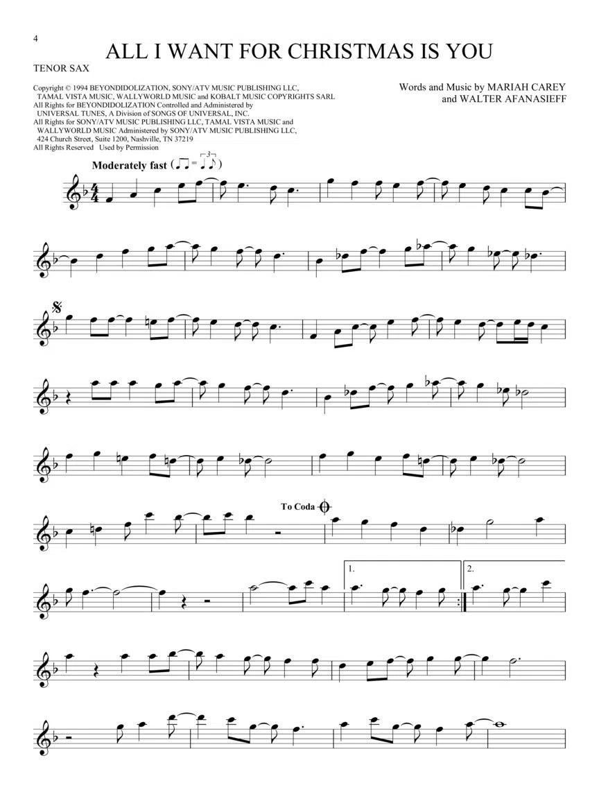 101 Christmas Songs for Tenor Sax