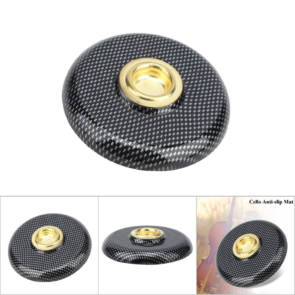 Perno per Tappetino per Violoncello Supporto per Puntale Nero Foro per Tappetino Antiscivolo per Violoncello Supporto per Tappetino in Metallo in Plastica Protezione per Pavimento (Nero)