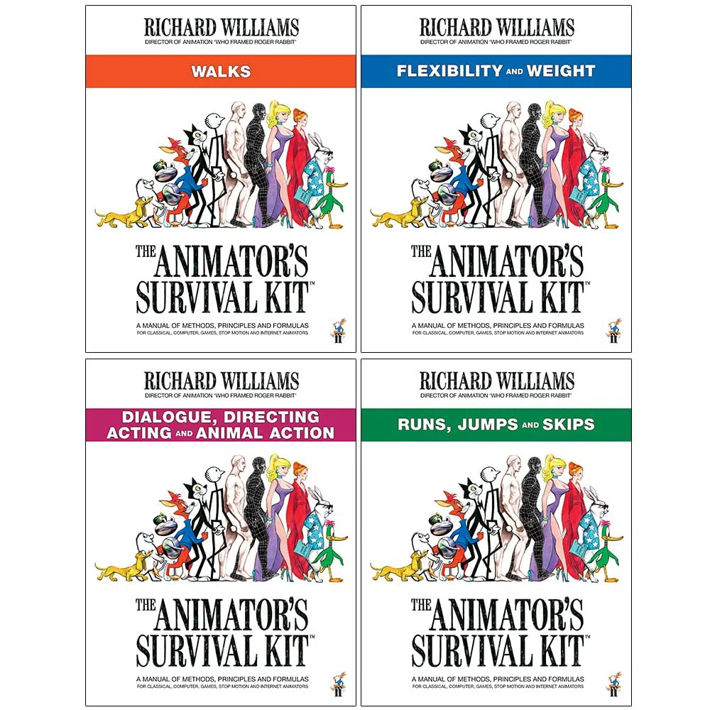 The Animator's Survival Kit Collection 4 Books Set By Richard Williams (Walks, Flexibility and Weight, Dialogue Directing Acting and Animal Action & Runs Jumps and Skips)