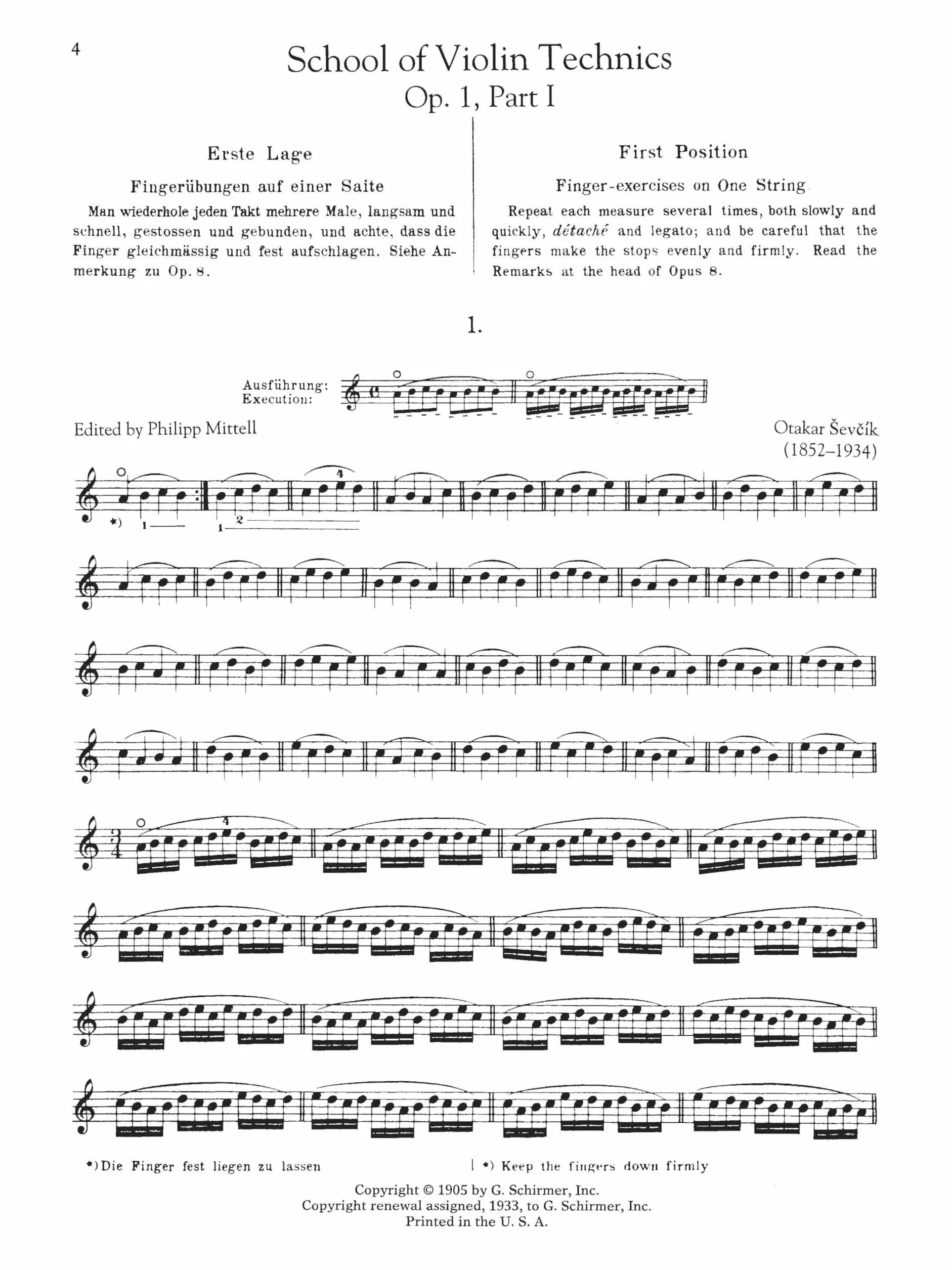 The School of Violin Technics Complete, Op. 1.: Parts I-IV, Op. 1