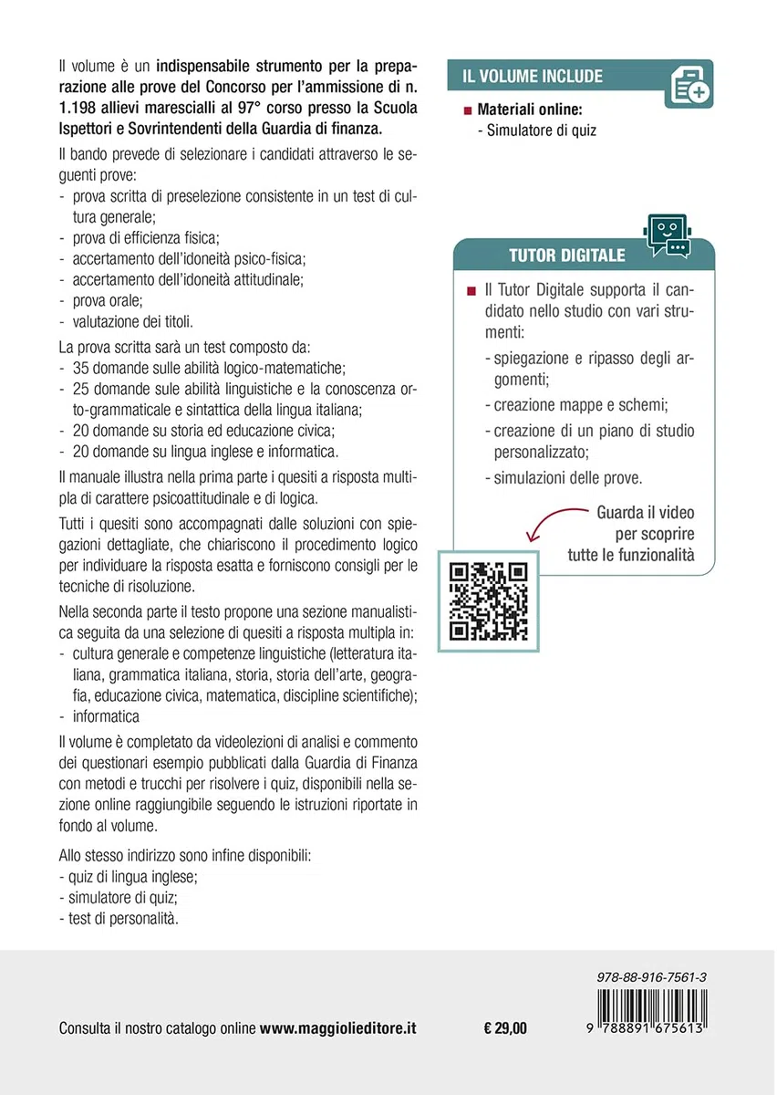 Concorso 1198 Allievi Marescialli Guardia di Finanza 2025 - Teoria e Test per tutte le prove: preselettiva, scritta e ORALE