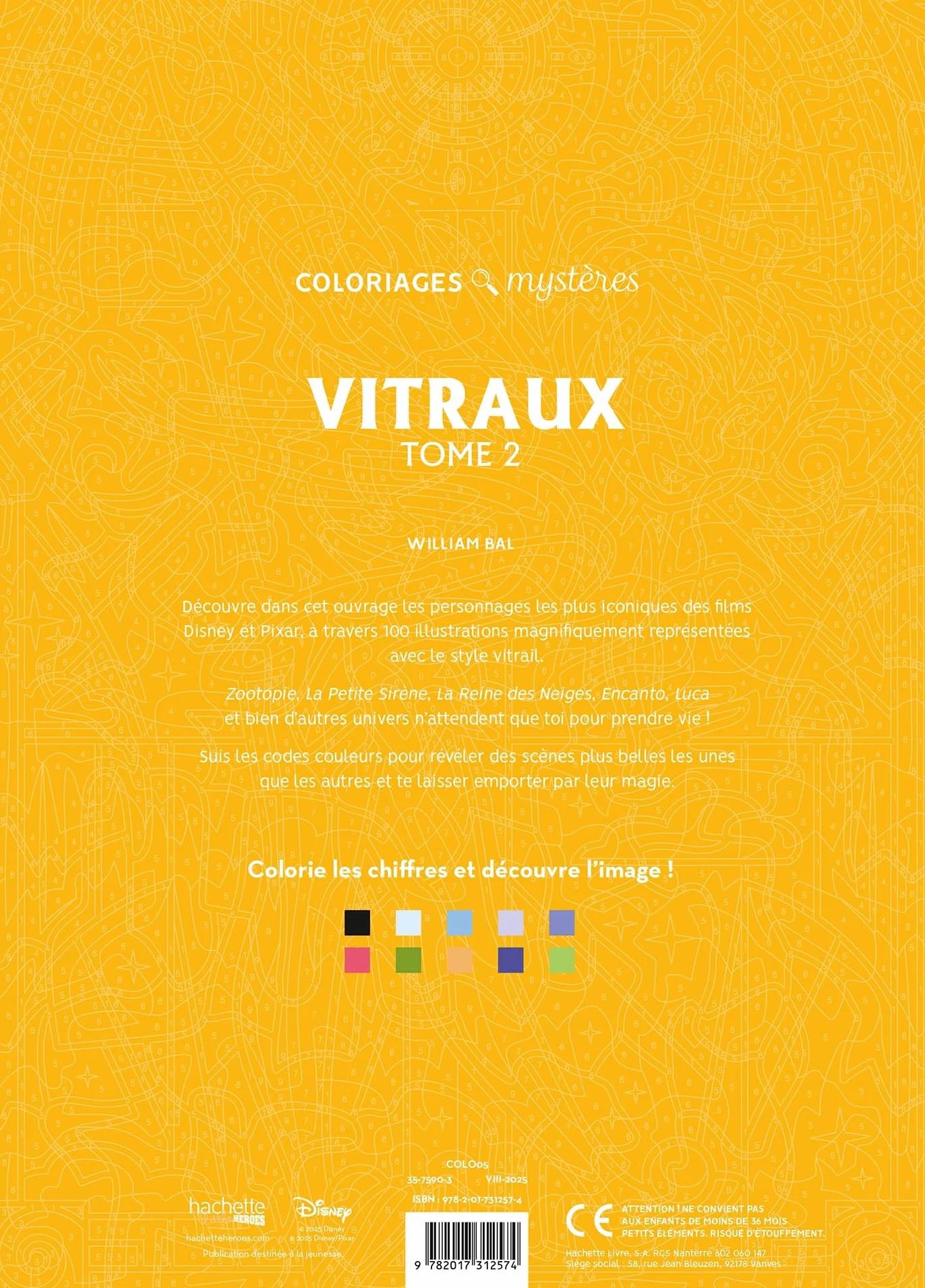 Coloriages mystères Disney Vitraux: Tome 2