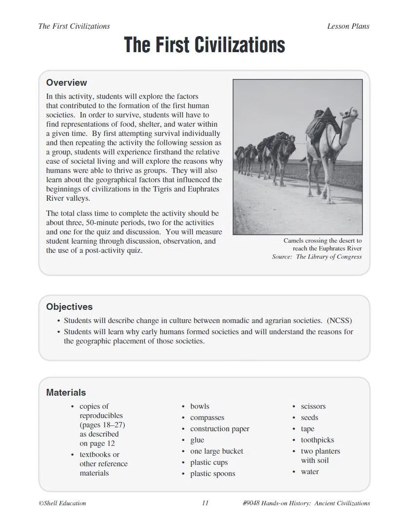 Hands-on History: Ancient Civilizations Activities : Ancient Civilizations Activities